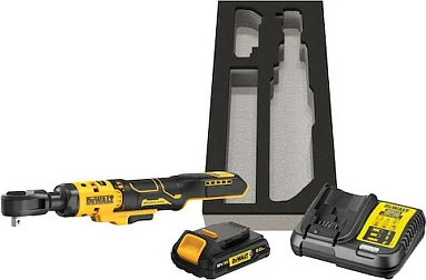 Çelës racetë me akumulator DeWALT DCF513D1G, 3/8", 18V XR, bateri Li-Ion 2.0Ah, verdhë/zi