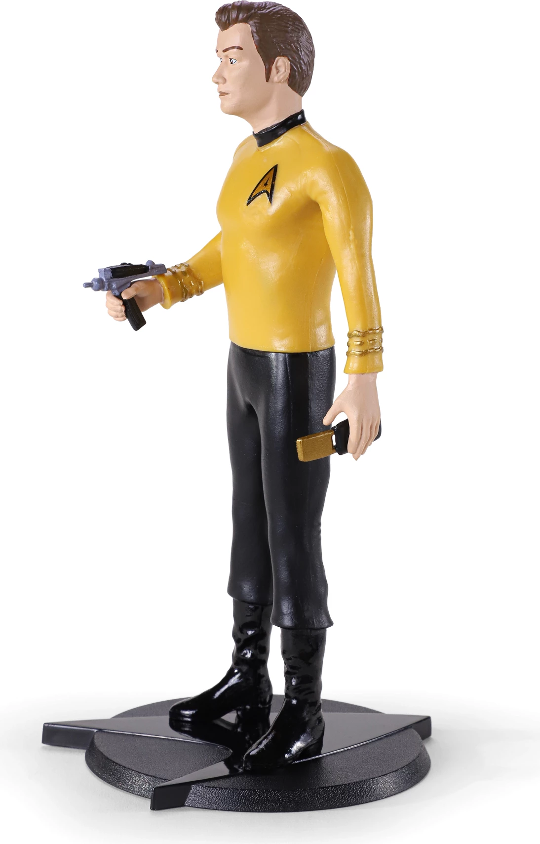 Figurë e lakueshme Noble Collection Bendyfigs Captain Kirk 19 cm, set me bazë + phaser + komunikator