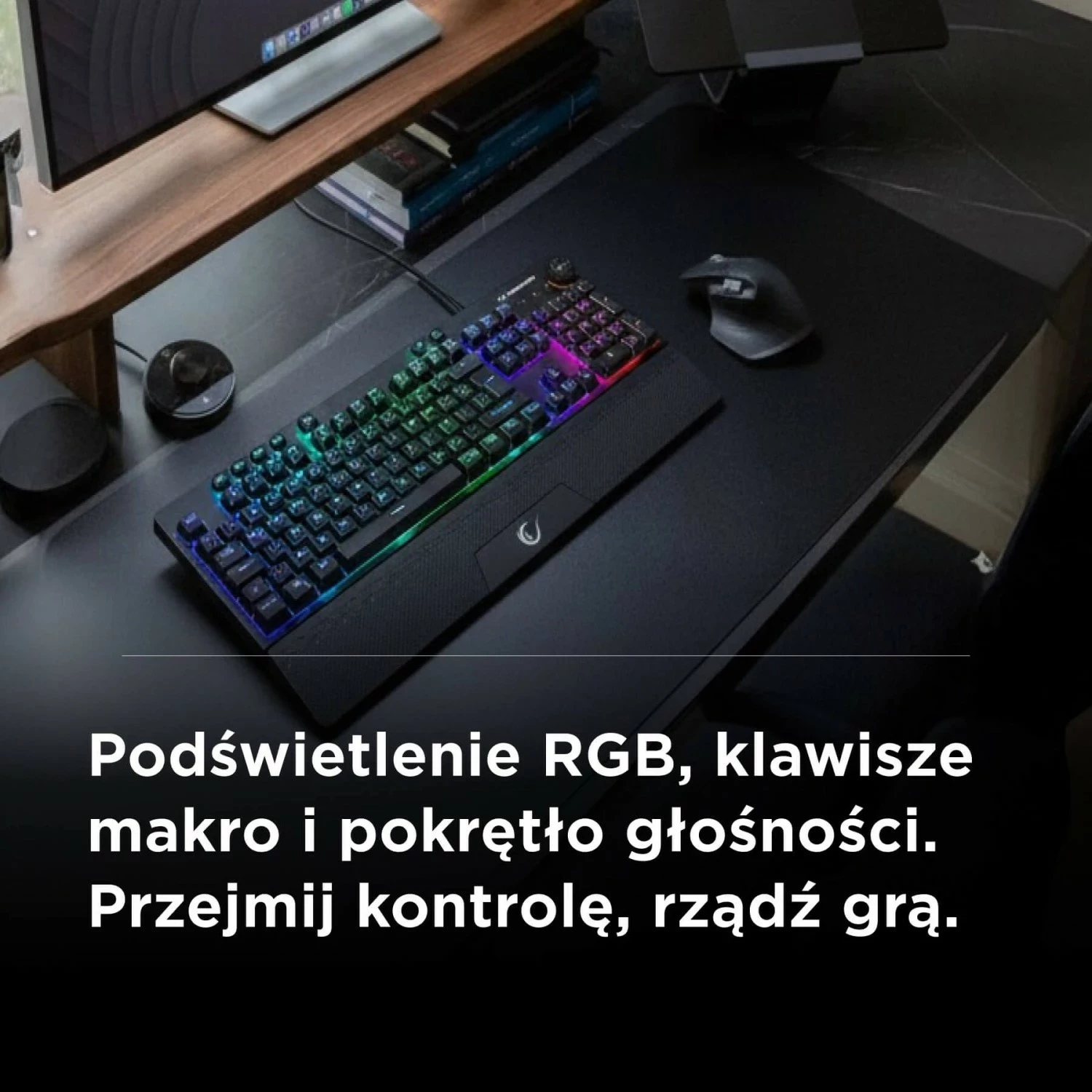 Tastierë gaming Rampage Simula RGB, full-size, me mbështetëse, e zezë