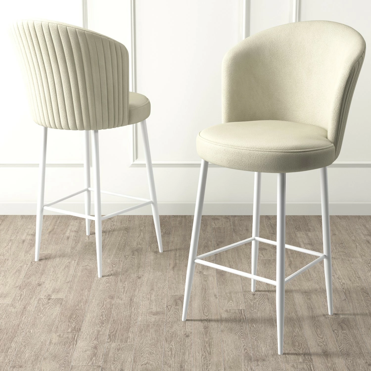 Set karrigesh për bar (4 copë), Hanah Home, Alte, krem, e bardhë