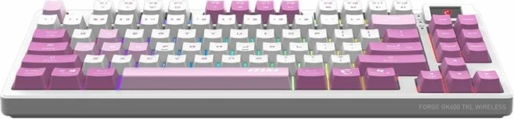 Tastierë gaming MSI GK600 TKL W Violet, e bardhë/rozë/vjollcë