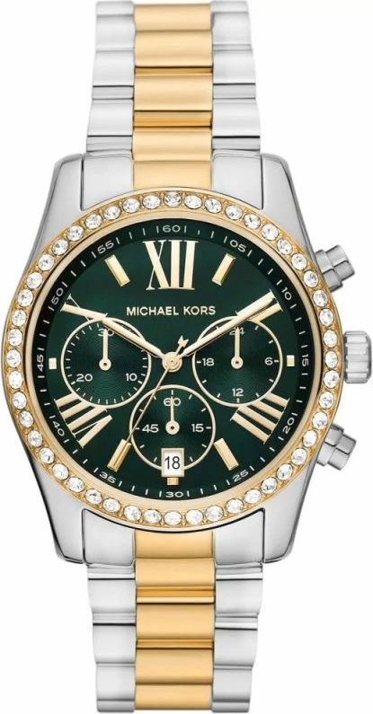 Orë dore për femra Michael Kors, argjendtë-ari me të gjelbërt