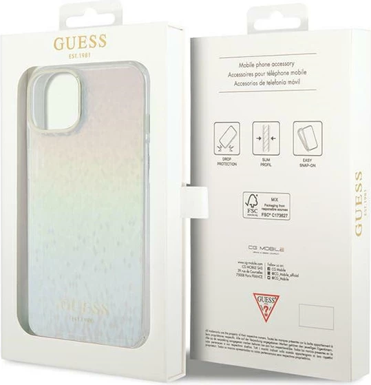 Mbështjellës Guess IML Faceted Mirror Disco Iridescent për iPhone 12/12 Pro, shumëngjyrësh