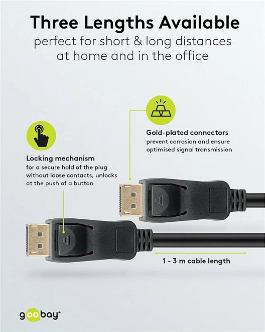 Kabllo DisplayPort Goobay 1.4, 2m, e zezë