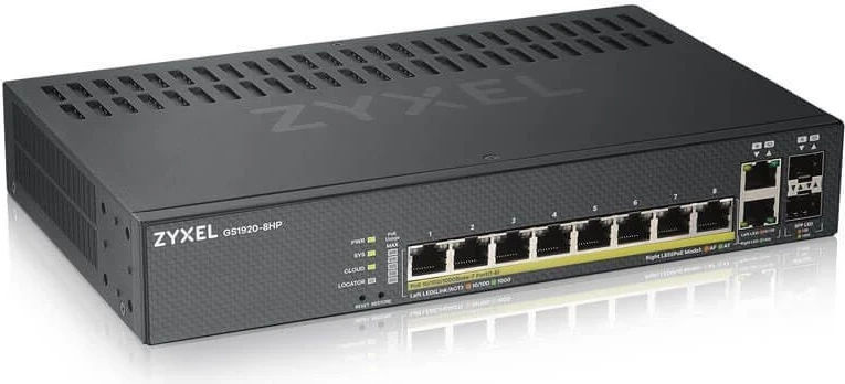 Switch Zyxel GS1920-8HPV2, 8 porte LAN, 2 porte 1/10 Gbit, PoE