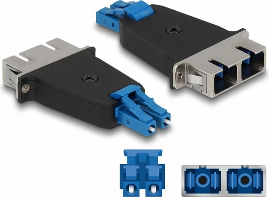 Adapter fibër optike DeLOCK LC Duplex në SC Duplex, blu/zi