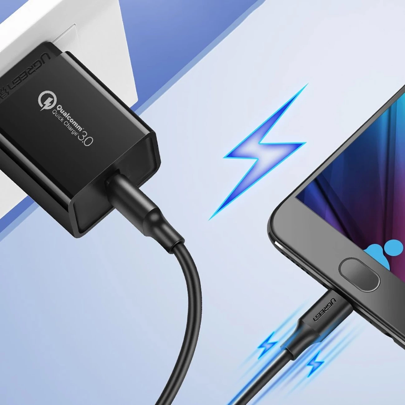 Kabllo Ugreen US289 60135, micro USB / USB-A, 0.5m, e zezë