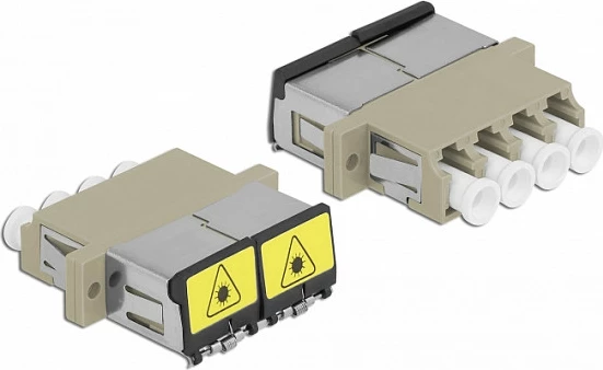 Kuplues fibër optike DeLOCK LC Quad femër-në-femër, OM2 multimode, bezhë