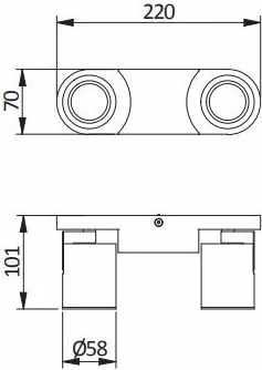 Reflektor tavanor GTV BLINK 2xGU10 220V, max 2x20W, i zi