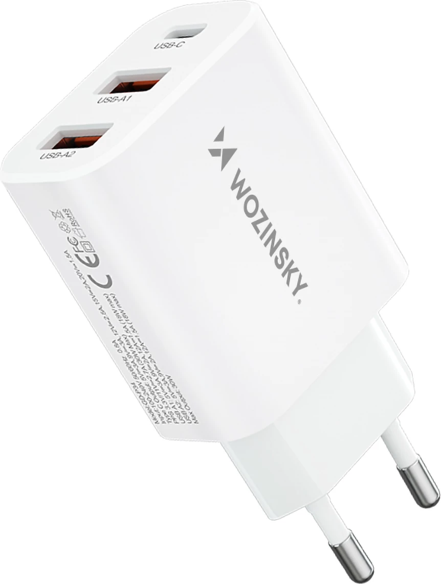 Karikues muri Wozinsky CWCUCW, 30W, 1x USB-C, 2x USB-A, i bardhë