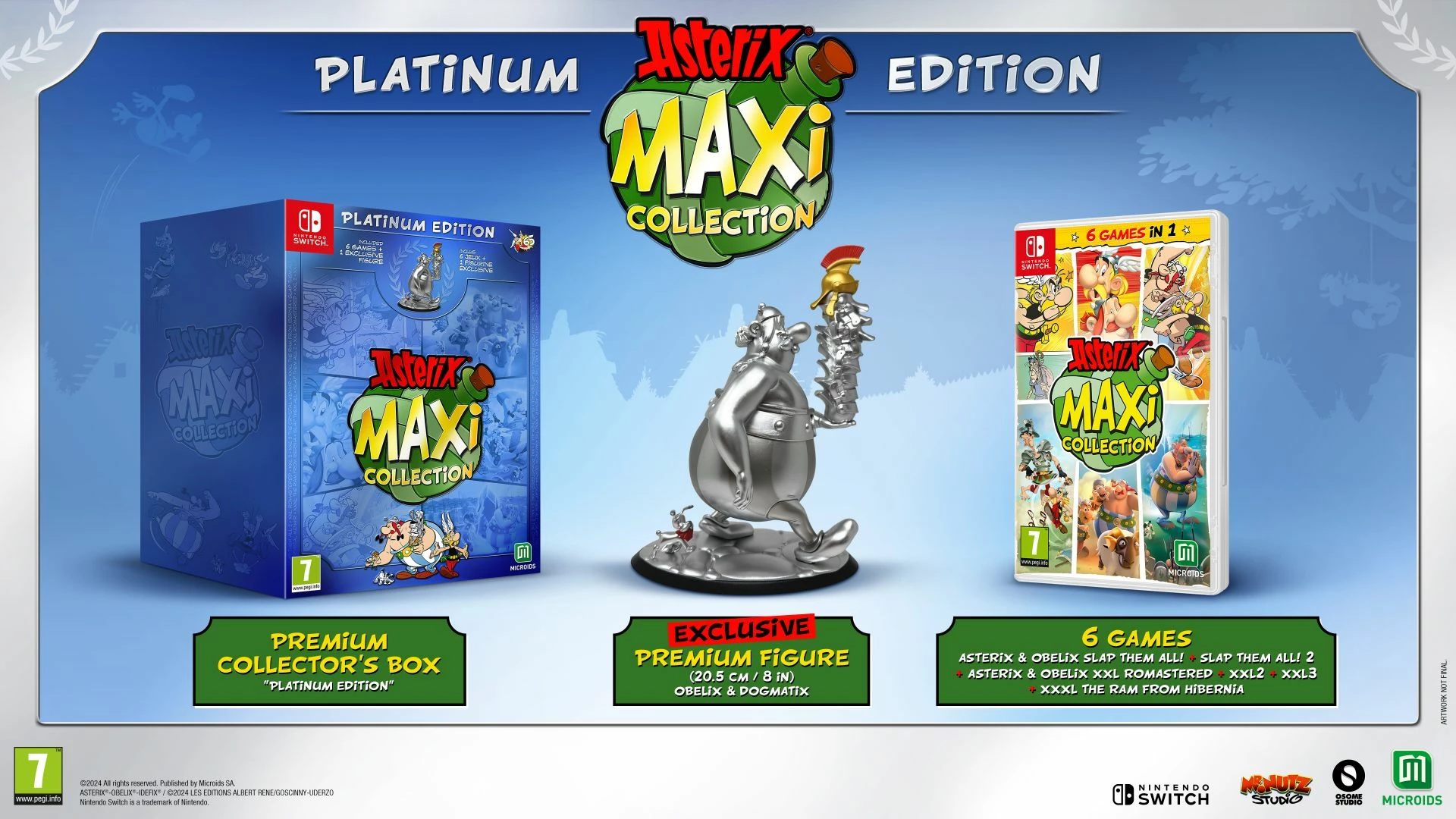 Lojë Nintendo Switch Microids Asterix Maxi Collection Platinum Edition, set 6 lojëra + figurë ekskluzive Obelix