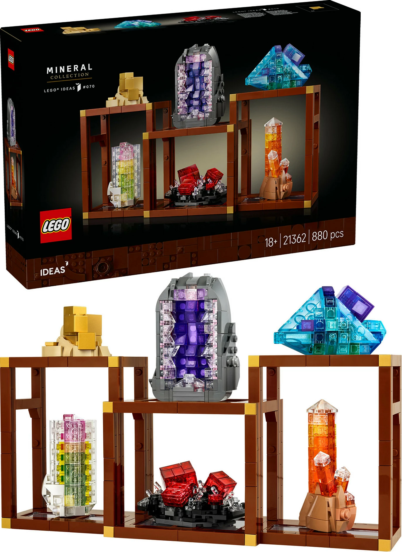 Set LEGO Ideas Mineral Collection 21362, 880 copë, 18+, shumëngjyrësh