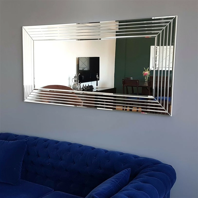 Pasqyrë moderne Hanah Home, A305Y, ngjyrë argjendi, 130x65cm