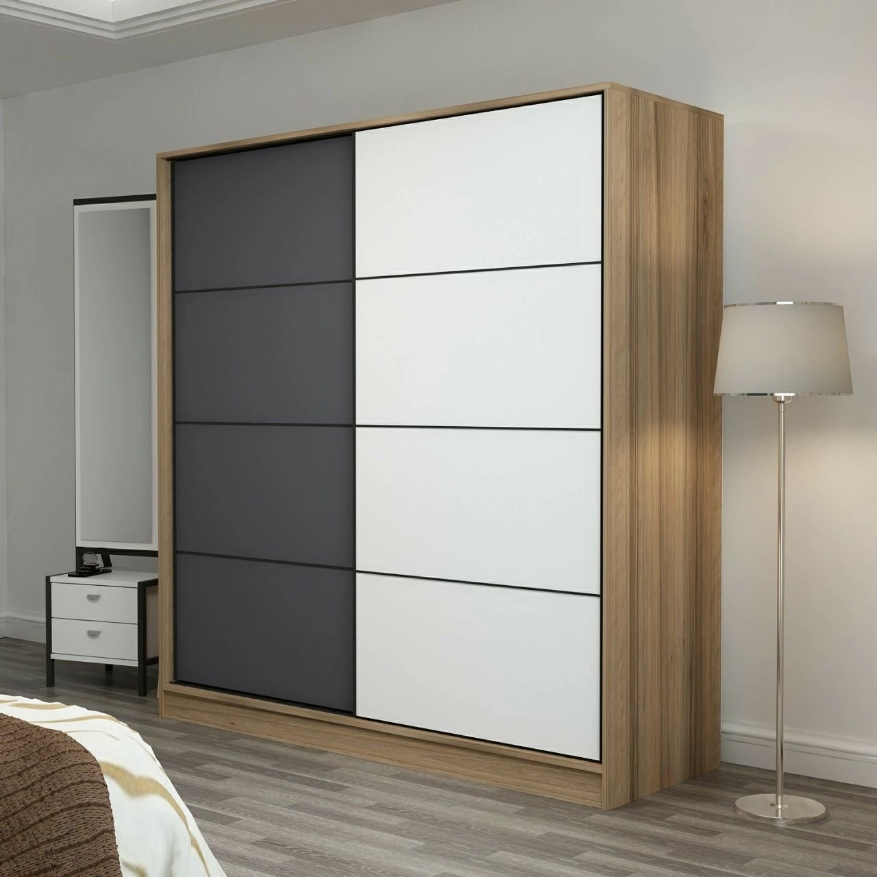 Dollap Skye Decor, dore dhe antracit, 220x210x60cm, 6 pjesë