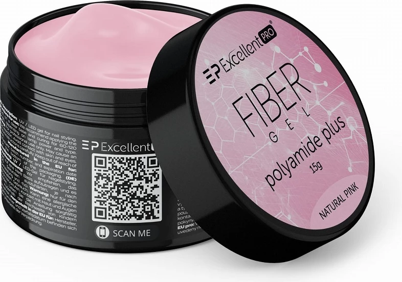 Xhel ndërtues për thonj për femra Excellent PRO Fiber Gel Polyamide Plus Natural Pink 15g