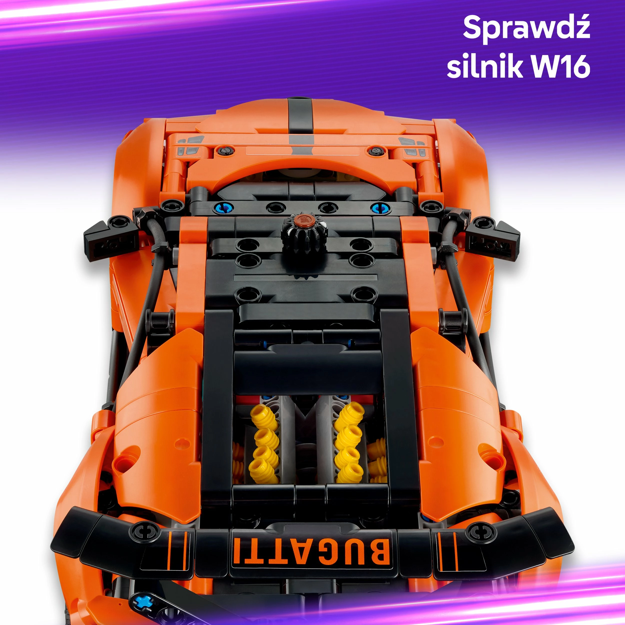 Set ndërtimi LEGO Technic Bugatti Chiron Pur Sport 42222, 771 copë, portokalli/zi