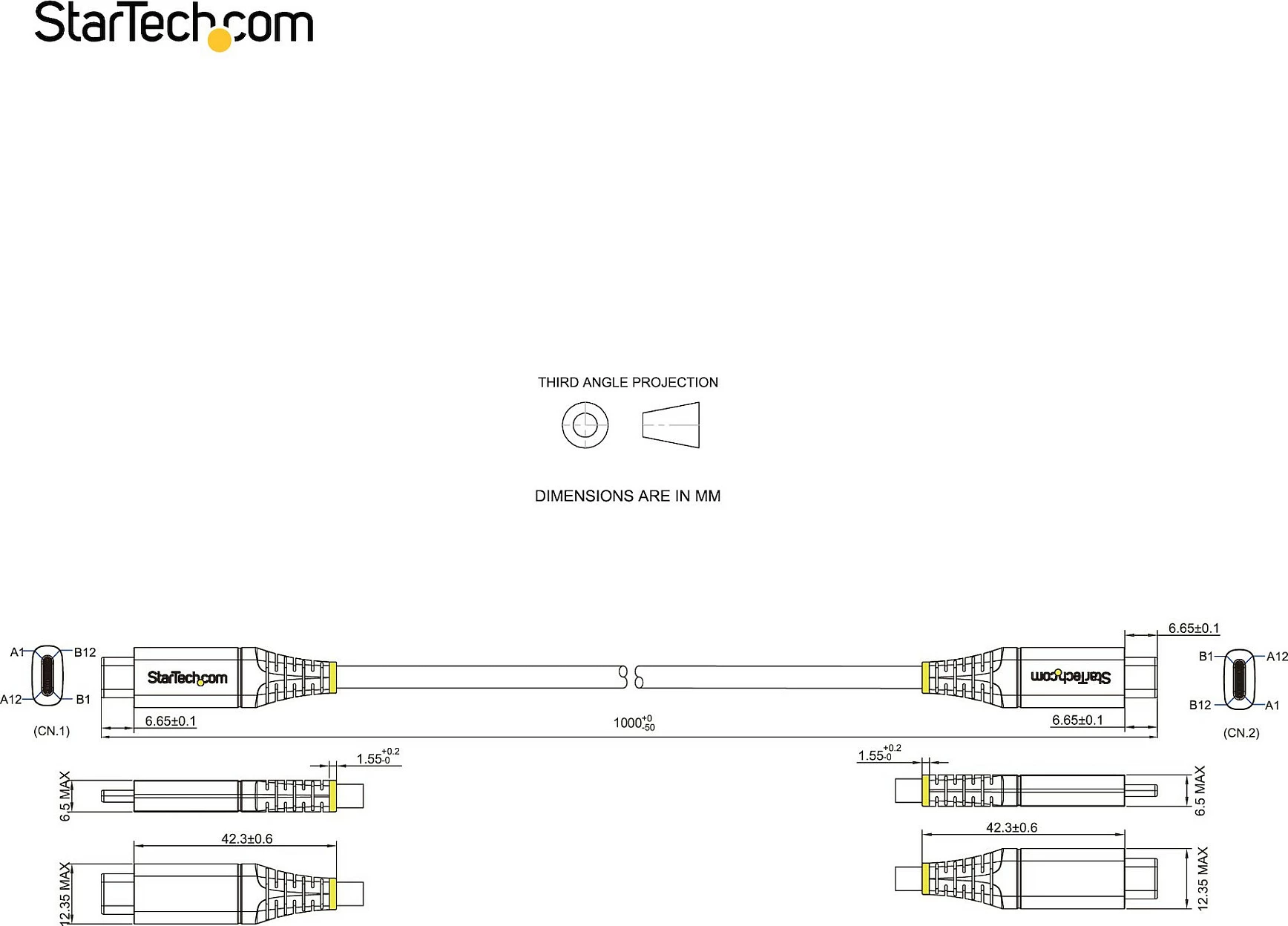 Kabll USB-C StarTech USB31CCV1M, 1 m, 10Gbps, PD 100W (5A), DP Alt Mode, zi/gri