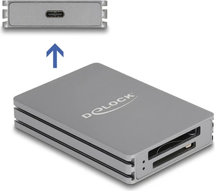 Lexues kartelash DeLOCK USB-C për SD dhe CFexpress Type B, 10 Gbit/s, i hirtë