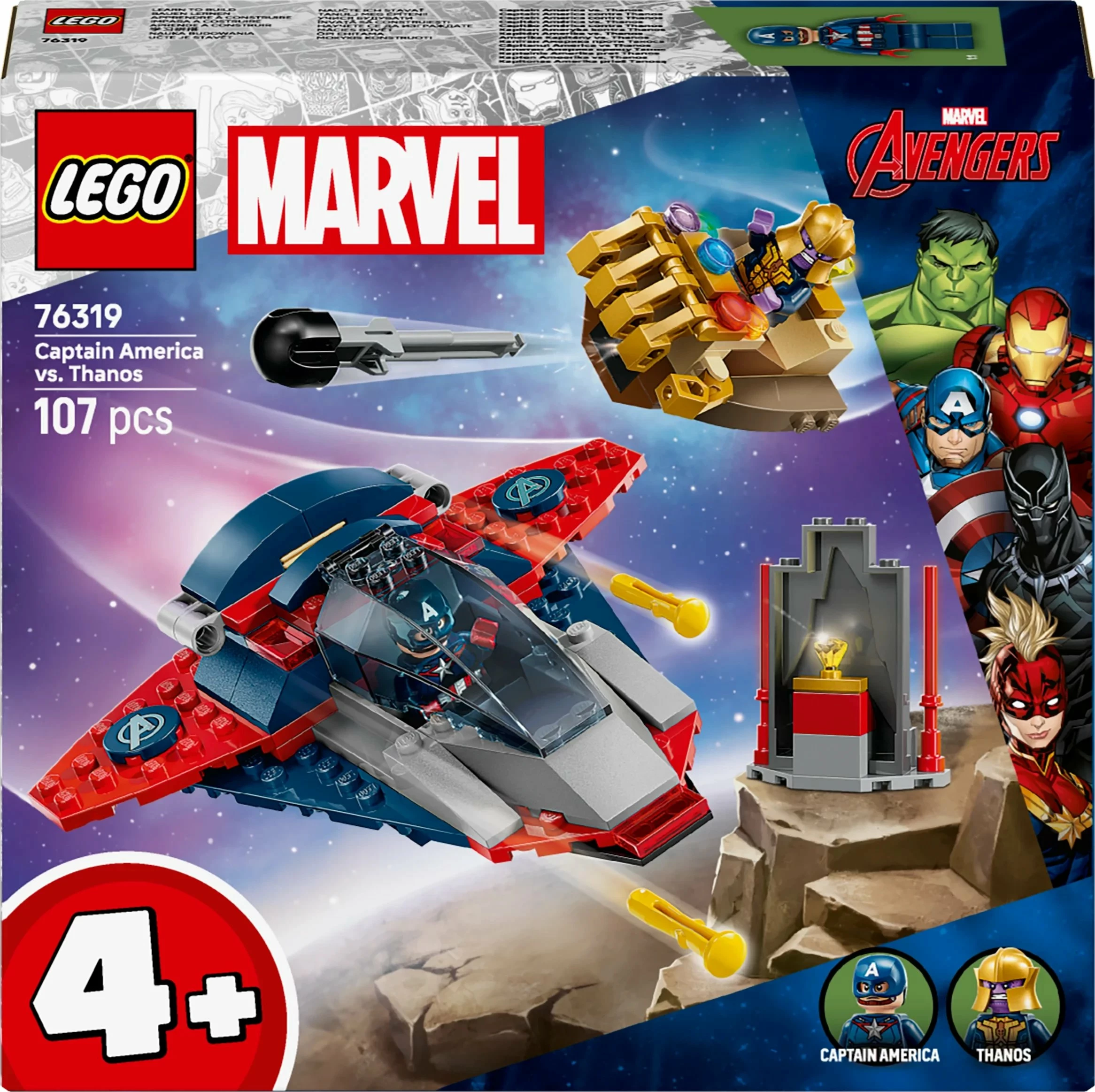Set LEGO Marvel Captain America kundër Thanos 76319, 107 copë, 4+