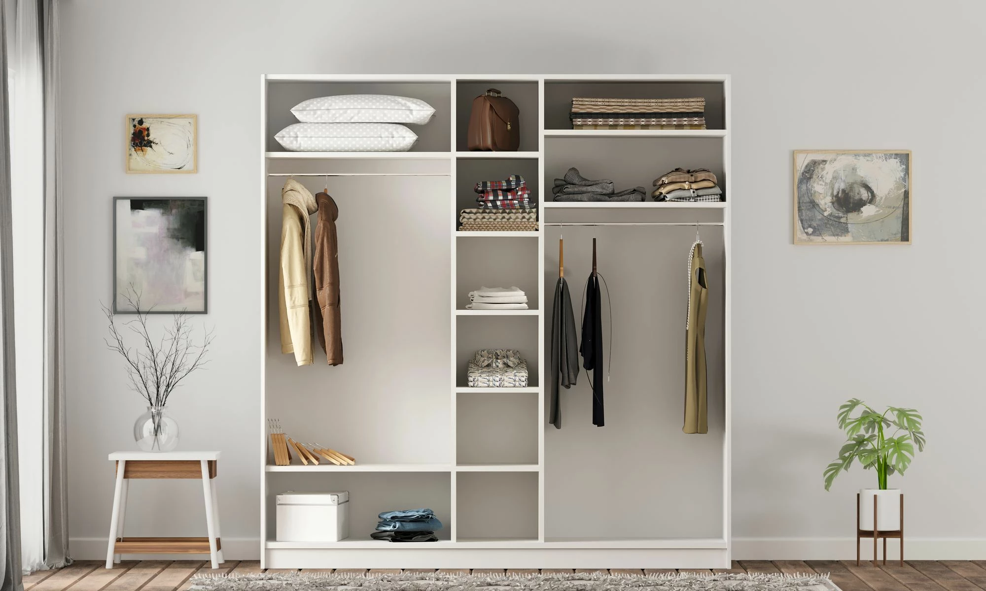 Dollap për rroba, ngjyrë e bardhë mat, Skye Decor, RB-168-01-005, 175x210x52cm