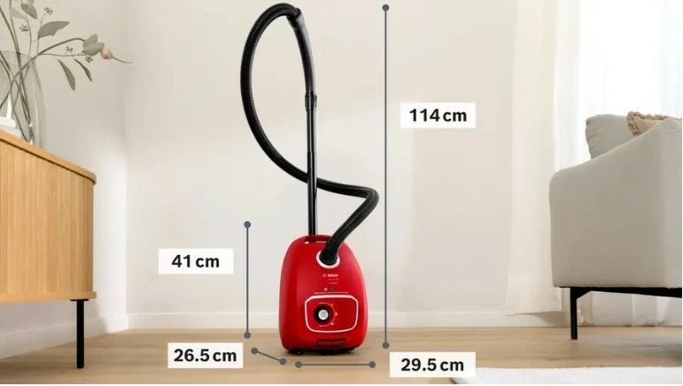 Fshesë me korrent me qese, Bosch BGB41PET1 ProAnimal, 700 W, kapacitet 4 L, filtër HEPA, rreze 11 m, e kuqe/zezë