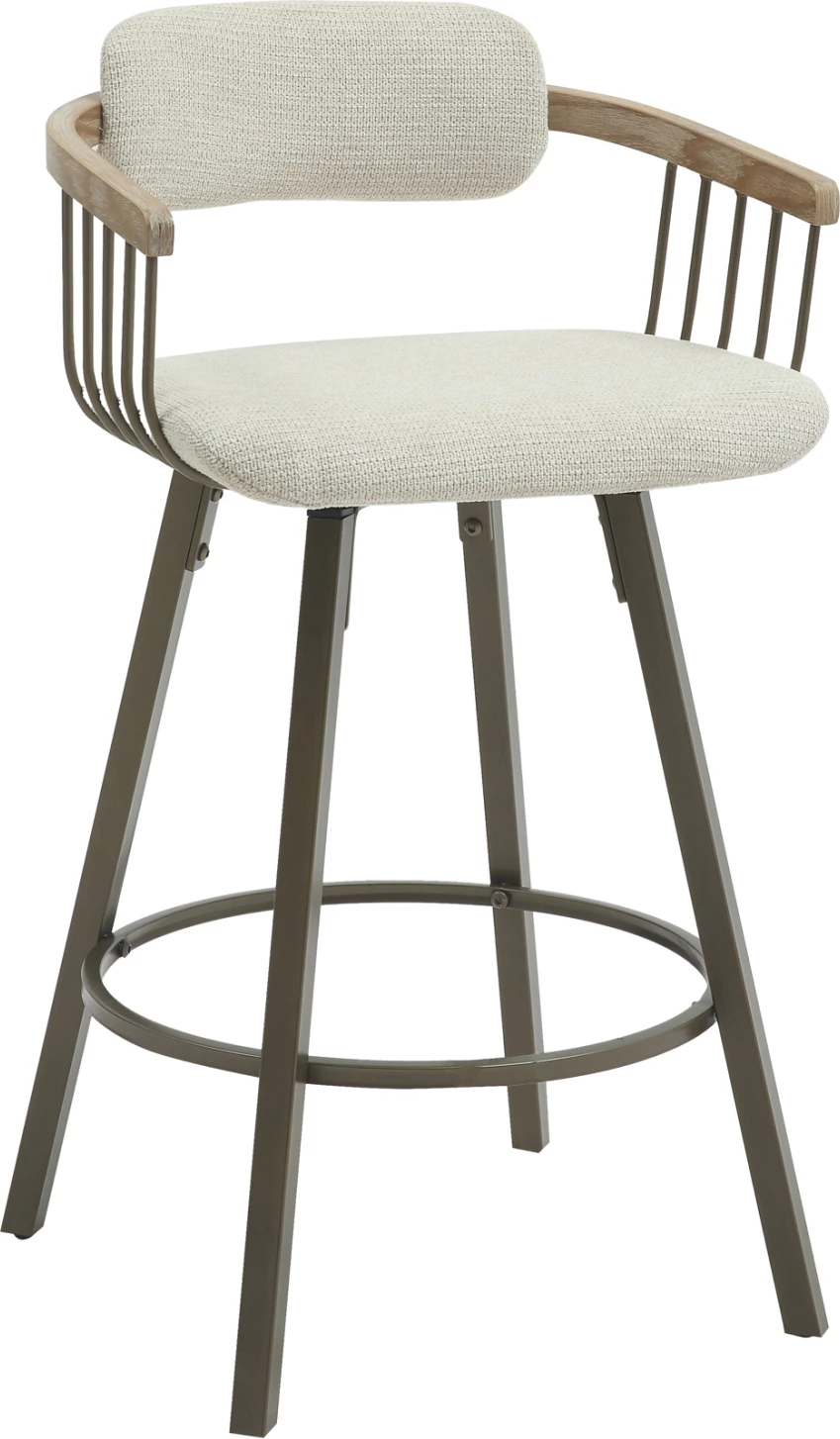 Karrige për bar rrotulluese LANG FH9990.01, metal ngjyrë bakri antik, pëlhurë ecru, 51.5x48.5x89.5H cm