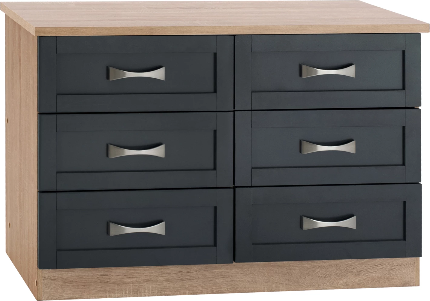 Komodinë dhome gjumi - Sirtar FH317.04 me 6 sirtarë Sonama-Gri 120x40x76cm
