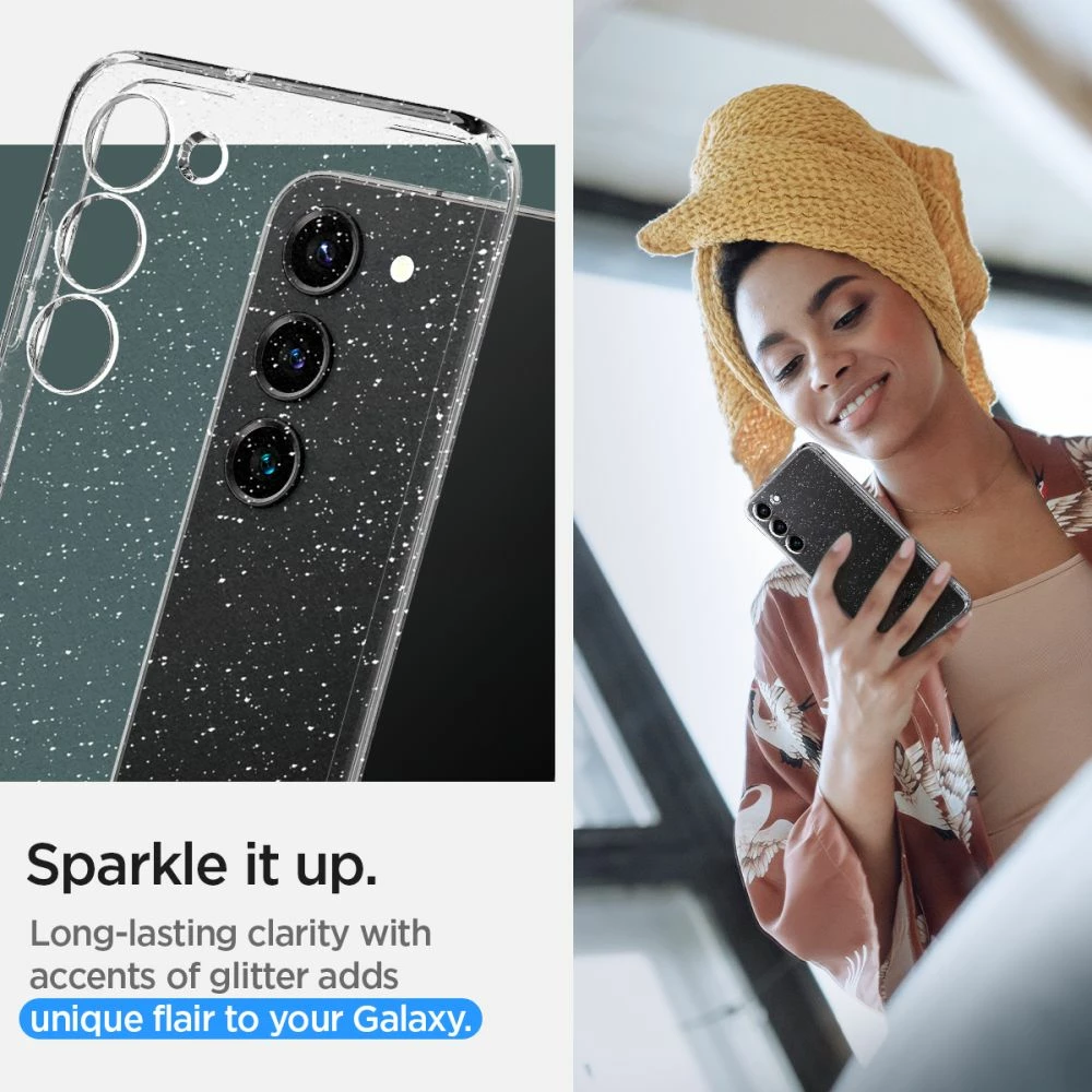 Mbështjellës Spigen Liquid Crystal për Samsung Galaxy S23, Transparent me shkëlqim