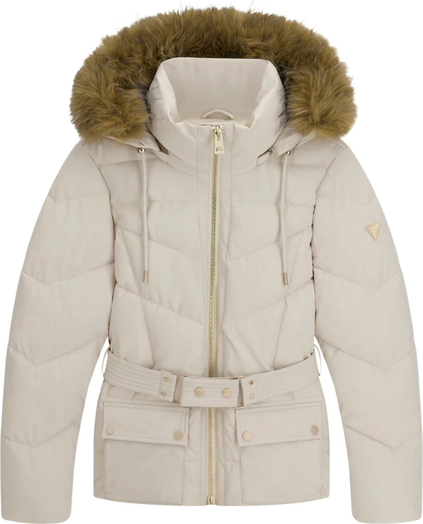 Jakne për femra Guess NEW FATEMA SHORT BEL W6BL58 W4197, bezhë e çelët [Madhësia: S]