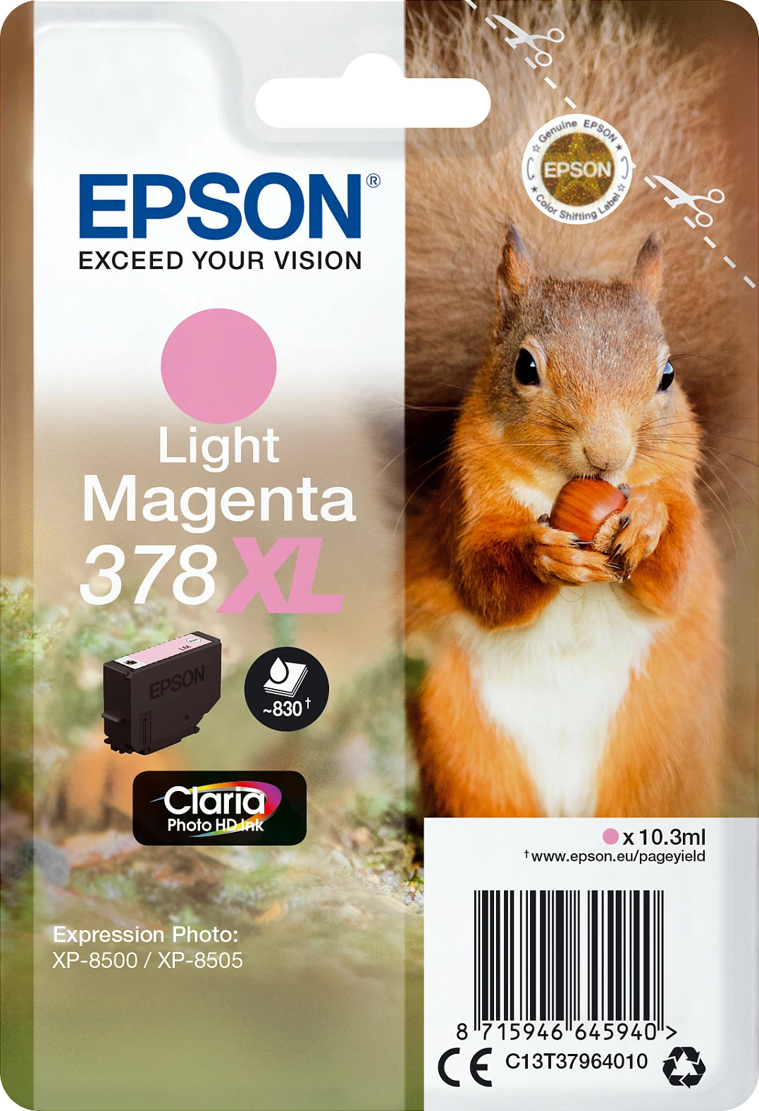 Toner Epson Squirrel Singlepack 378XL, Claria Photo HD, Light Magenta