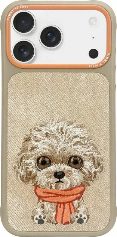 Kutia mbrojtëse Nimmy Big Eyed Pet 2.0 Dog për iPhone 17 Pro, bezhë