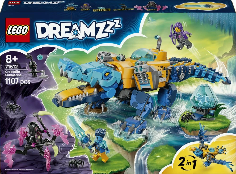 Set ndërtimi LEGO DREAMZzz Crocodile Submarine 71512, 1107 copë, 2-në-1