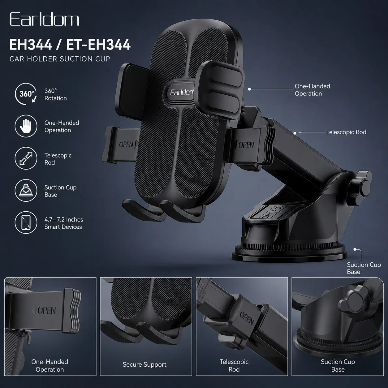 Mbajtëse Telefoni Earldom ET-EH344 për Makinë, 4.7-7.2"