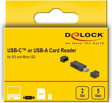 Lexues kartelash DeLOCK, USB-C/USB-A, SD & MicroSD, 5 Gbps, i zi