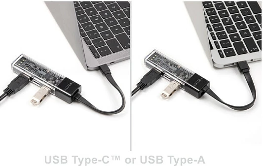 USB hub DeLOCK 64335, 4x USB-A 3.2 Gen 1, lidhje USB-A/USB-C, 5 Gbit/s, i zi/transparent