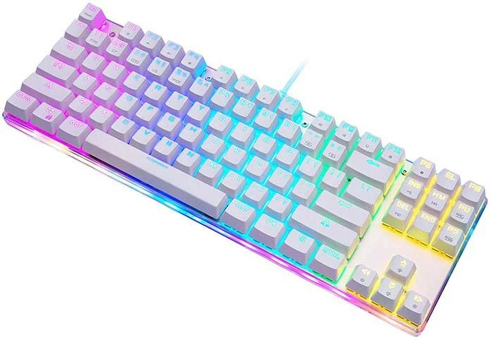 Tastierë mekanike Motospeed K87S RGB, 87 taste, me kabllo, e bardhë