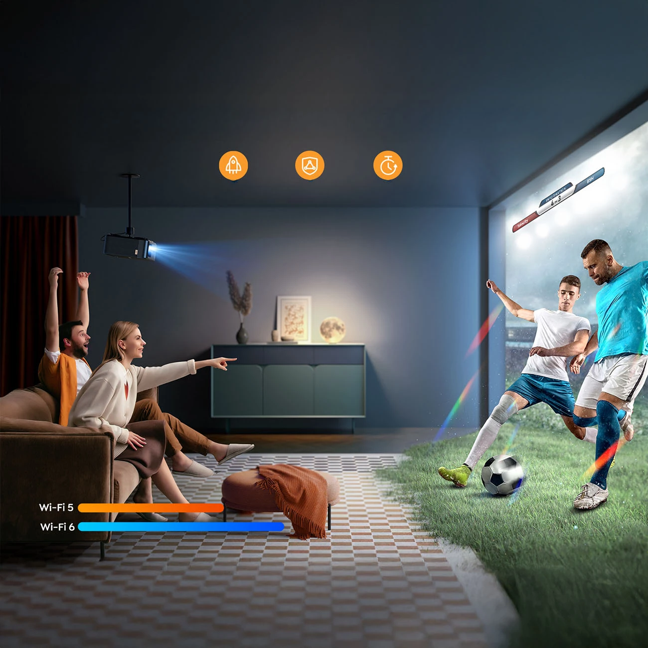 Projektor multimedia Yaber K2s Pro, FullHD 1080p, JBL Speakers & Subwoofer, Android TV, i zi