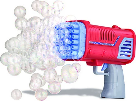 Pistoletë flluskash PUSTEFIX Bubble Bazooka, 36 gryka, LED, 250 ml, blu/kuqe