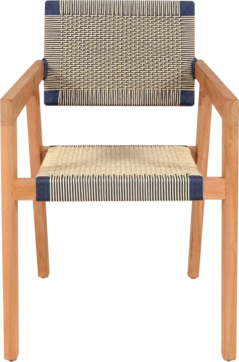 Karrige Salama, skelet druri teak, ngjyrë natyrale dhe litar krem-e-zi, 57x60x85cm