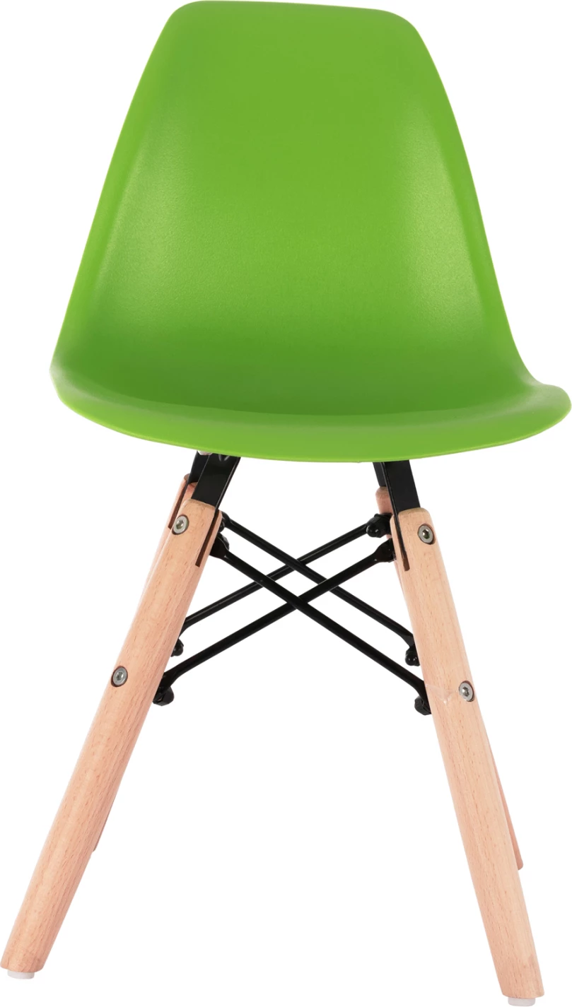 Karrige Twist për fëmijë FH8453.03 me këmbë druri & ulëse të gjelbër 30,5x33x59 cm, set prej 4 copë