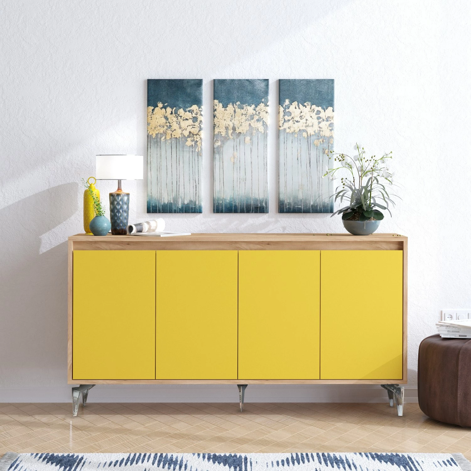 Konsol Skye Decor, ngjyrë lis dhe e verdhë, UTAH