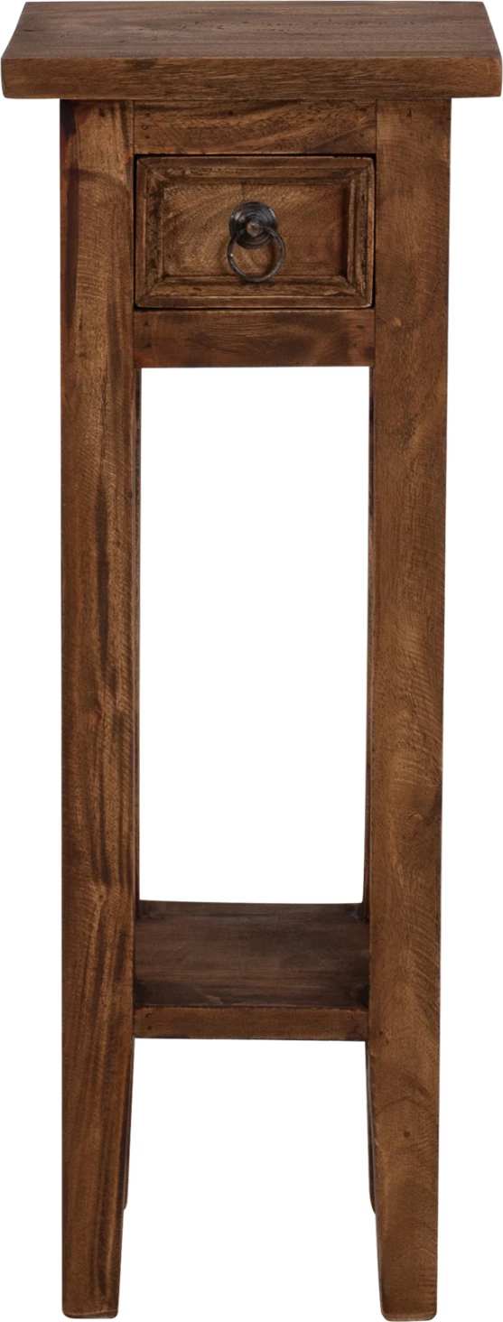 Tavolinë anësore prej druri mahogany me sirtar, ngjyrë natyrale, 25x25x66,5H cm, FH9484.01