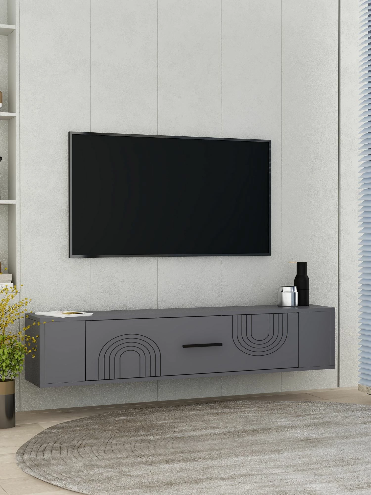 Komodë TV Skye Decor, Restol 2, ngjyrë antracit