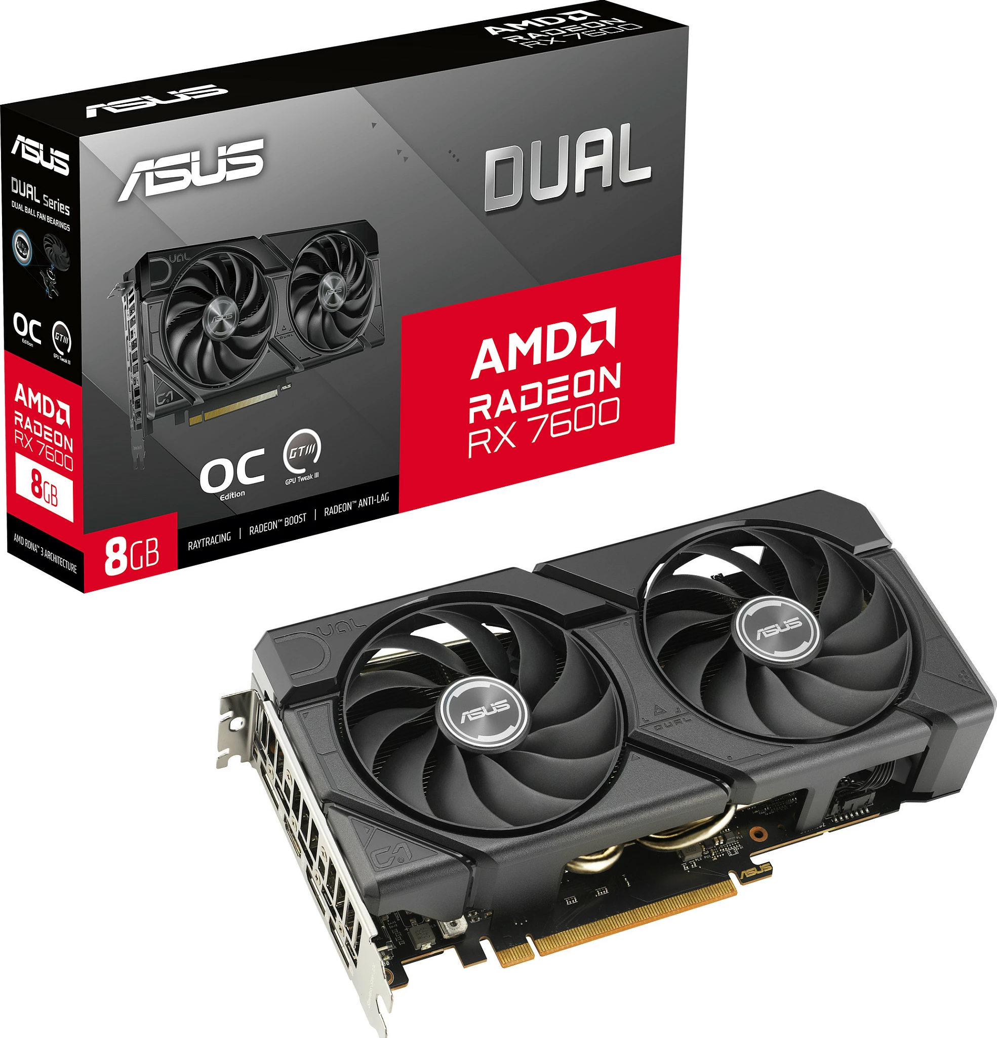 Kartë grafike ASUS Radeon RX 7600 EVO, 8 GB, PCI Express 4.0, e zezë