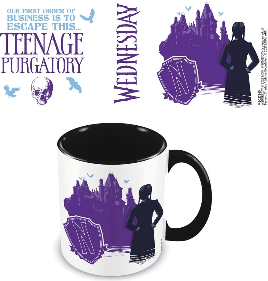 Filxhan ceramic Pyramid Wednesday "Teenage Purgatory" 315 ml bardhë/zezë
