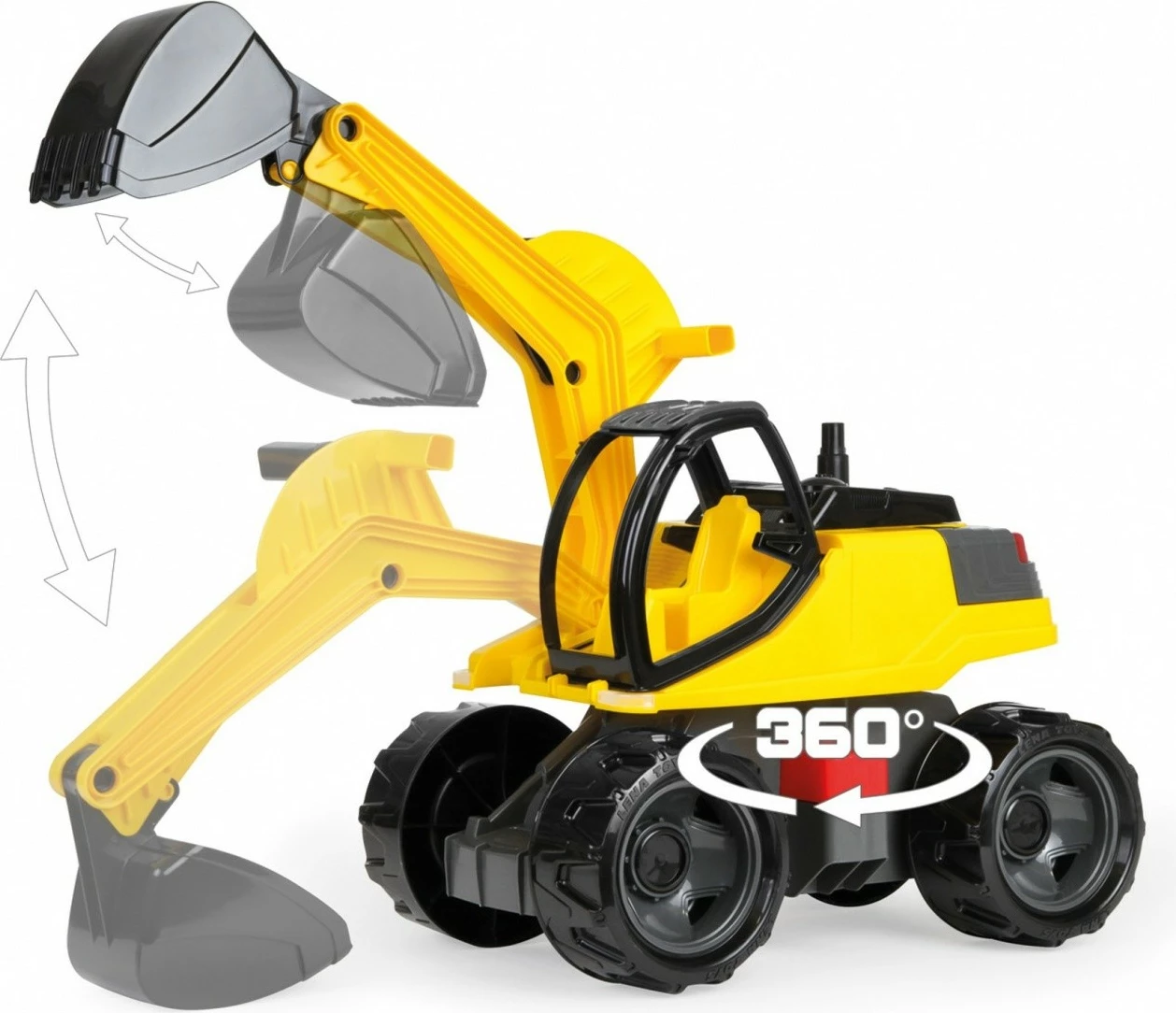 Ekskavator lodër Lena 63 cm, plastikë, verdhë/zezë/gri, në kuti