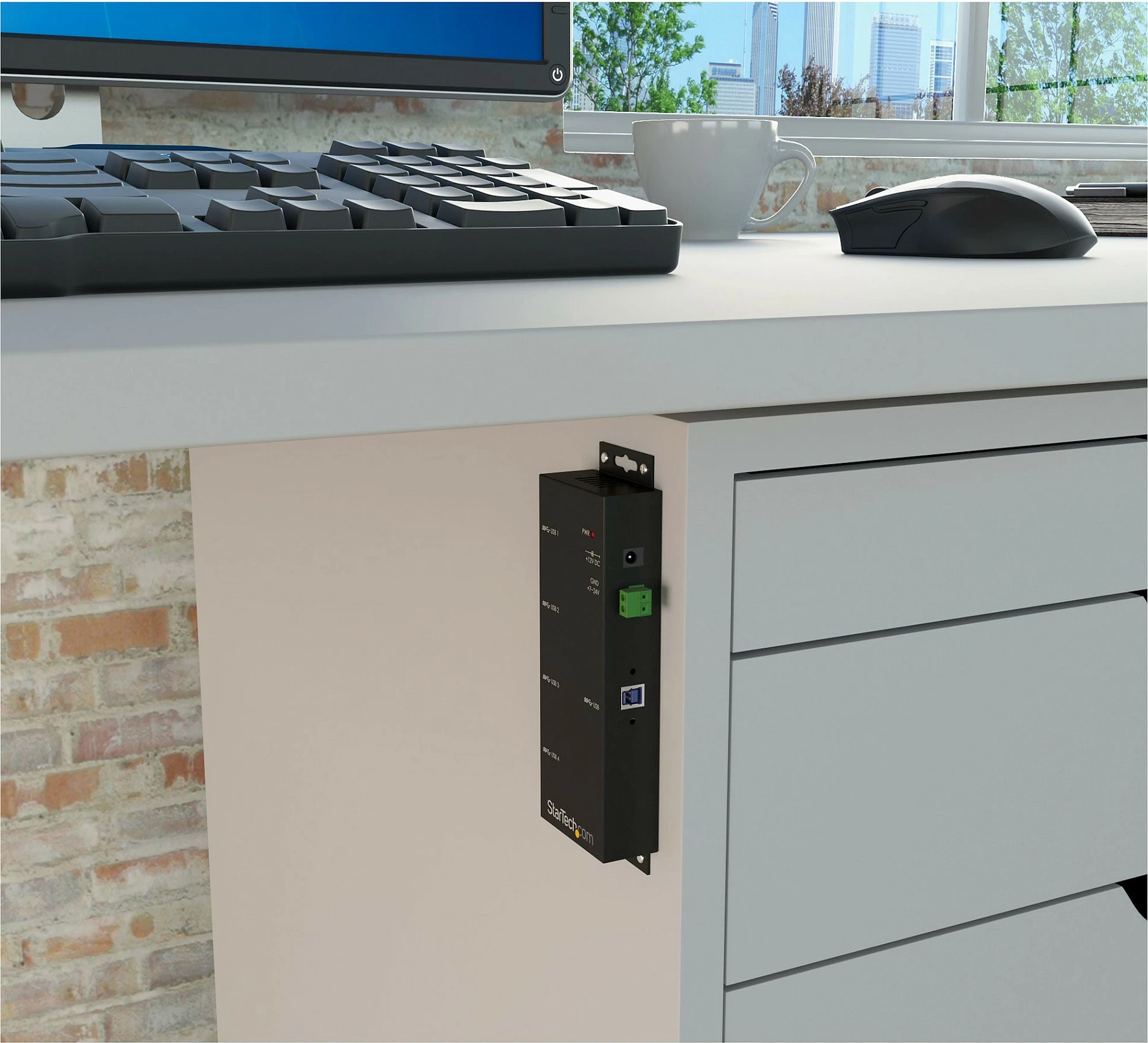 USB Hub industrial StarTech ST4300USBM, 4-port, USB 3.2 Gen 1, 5Gbps, metal, montim mur/desk, i zi