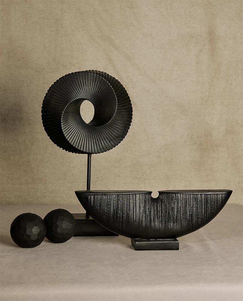 Dekor Totem MORIRI, polirezine, e zezë, 35x6x12cm