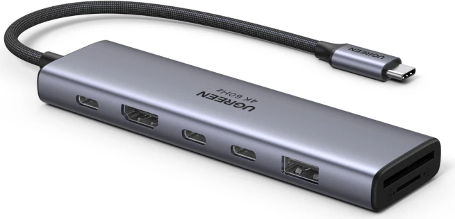 Hub USB-C UGREEN 45521 7-në-1 10Gbps 4K@60Hz PD 100W gri