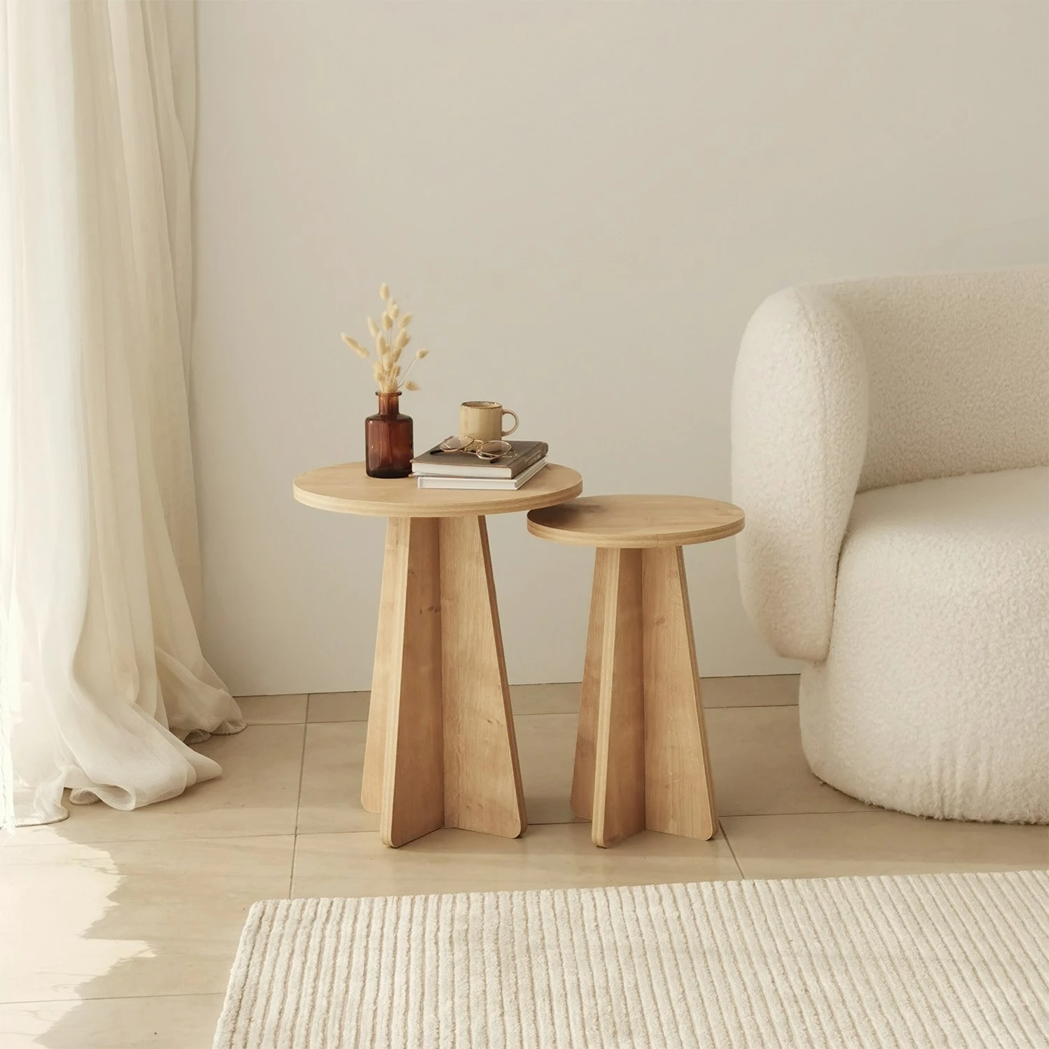 Set tavolinash ndihmëse, 2 copë, ngjyrë lis safir, Hanah Home